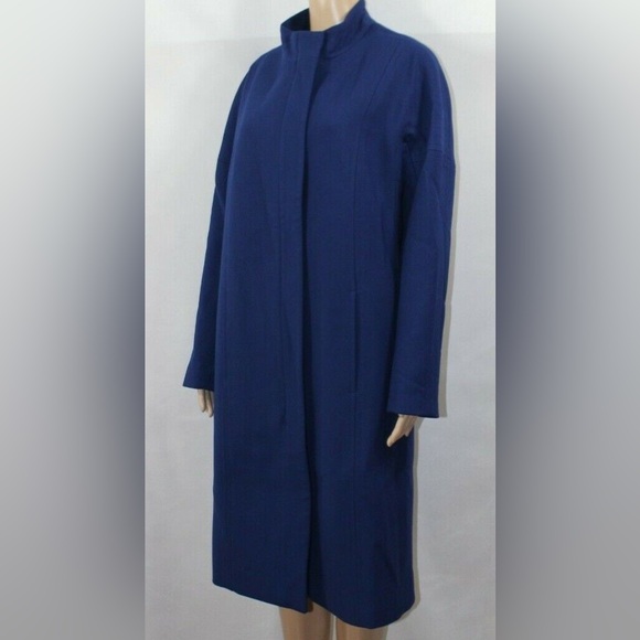 Twin Hill Cobalt Blue Long Wool 2-Way Zip Topper Coat Size 10R - Picture 3 of 15
